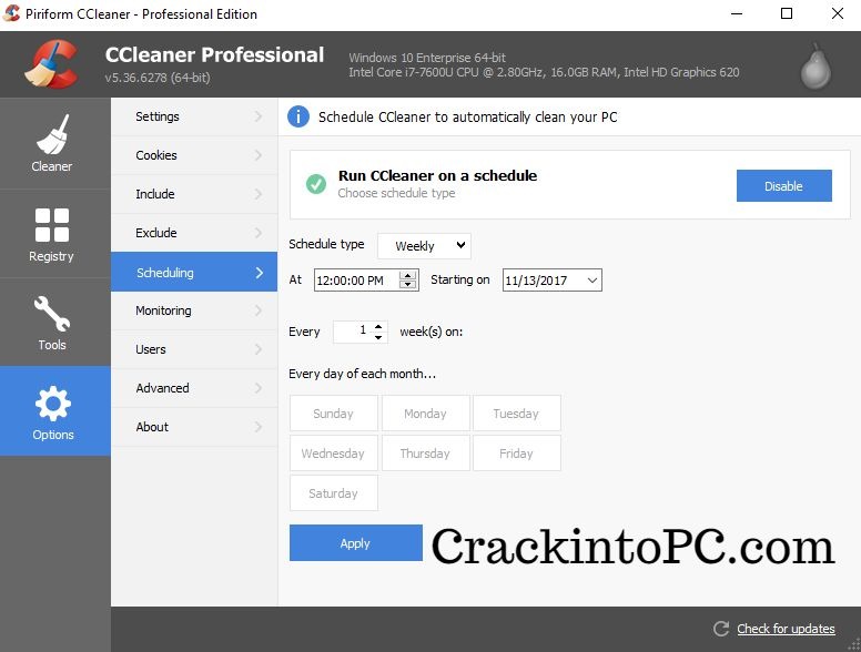 CCleaner Professional 6.01.9825 Crack With Full License Key Free For Pc Download